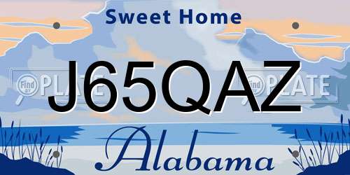 J65QAZ Alabama License Plate