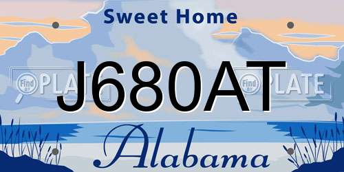 J680AT Alabama License Plate