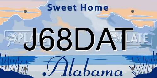 J68DAT Alabama License Plate