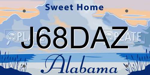 J68DAZ Alabama License Plate