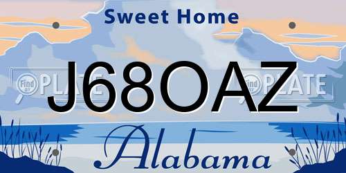 J68OAZ Alabama License Plate