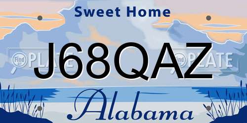 J68QAZ Alabama License Plate