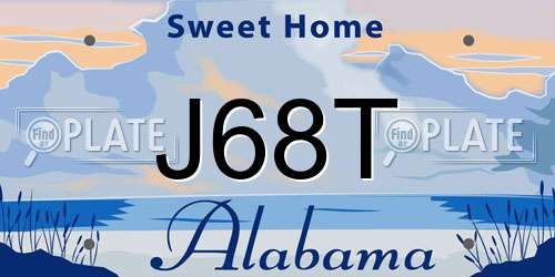 J68T Alabama License Plate