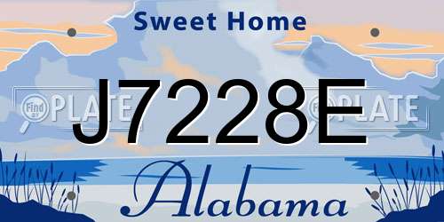 J7228E Alabama License Plate