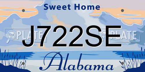 J722SE Alabama License Plate