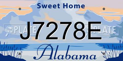 J7278E Alabama License Plate
