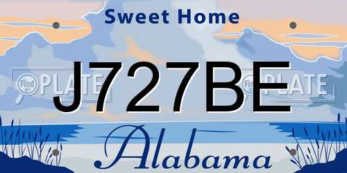 J727BE Alabama License Plate