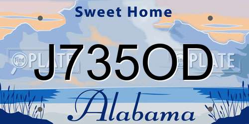 J735OD Alabama License Plate
