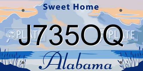 J735OQ Alabama License Plate