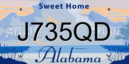 J735QD Alabama License Plate