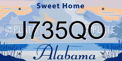 J735QO Alabama License Plate