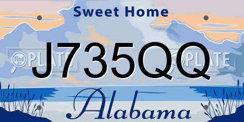J735QQ Alabama License Plate