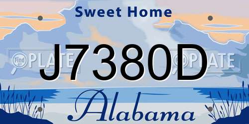 J7380D Alabama License Plate