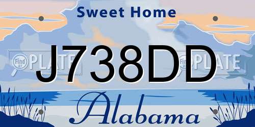 J738DD Alabama License Plate