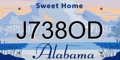 J738OD Alabama License Plate