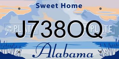 J738OQ Alabama License Plate
