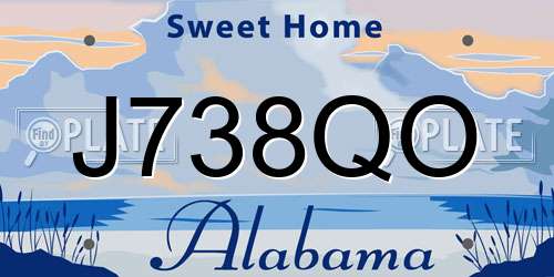 J738QO Alabama License Plate