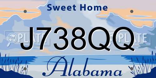 J738QQ Alabama License Plate