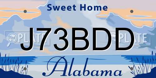 J73BDD Alabama License Plate