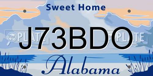 J73BDO Alabama License Plate