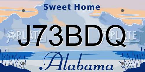 J73BDQ Alabama License Plate