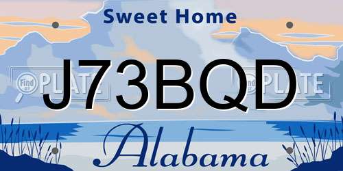 J73BQD Alabama License Plate