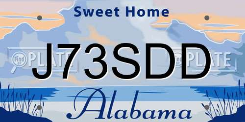 J73SDD Alabama License Plate