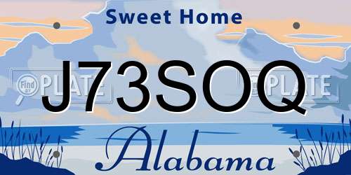 J73SOQ Alabama License Plate