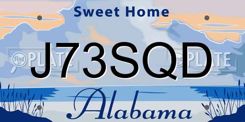 J73SQD Alabama License Plate
