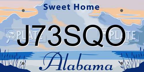 J73SQO Alabama License Plate
