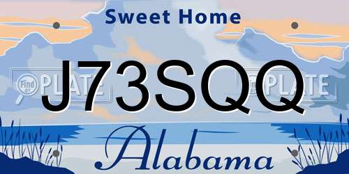 J73SQQ Alabama License Plate