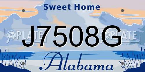 J7508G Alabama License Plate