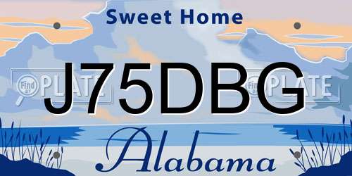 J75DBG Alabama License Plate