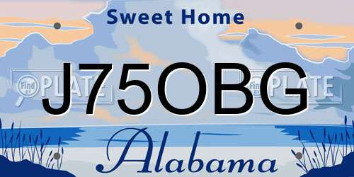 J75OBG Alabama License Plate