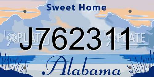 J762311 Alabama License Plate