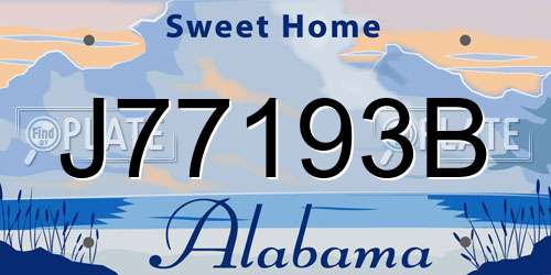 J77193B Alabama License Plate