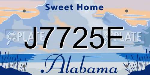 J7725E Alabama License Plate