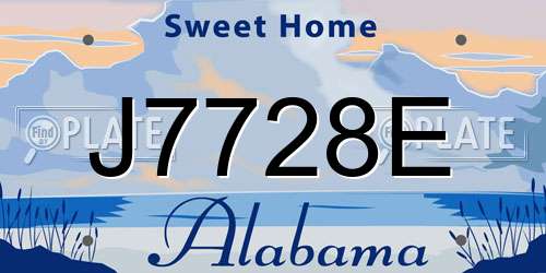 J7728E Alabama License Plate