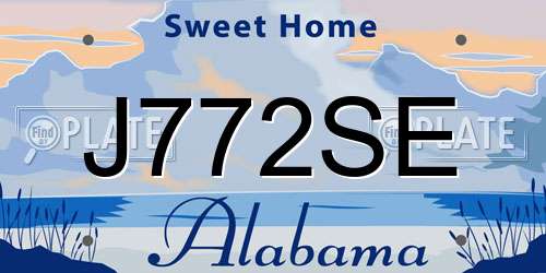 J772SE Alabama License Plate