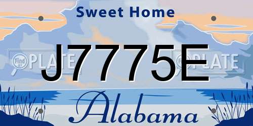 J7775E Alabama License Plate