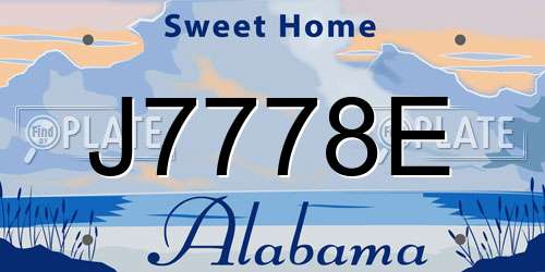 J7778E Alabama License Plate