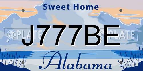 J777BE Alabama License Plate