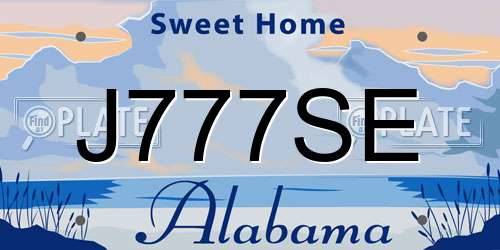 J777SE Alabama License Plate