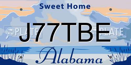 J77TBE Alabama License Plate
