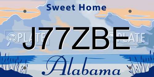 J77ZBE Alabama License Plate