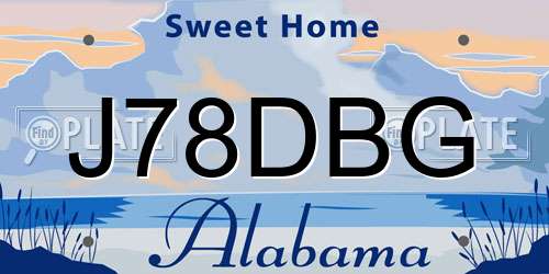 J78DBG Alabama License Plate