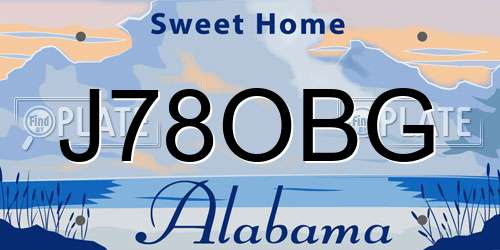 J78OBG Alabama License Plate