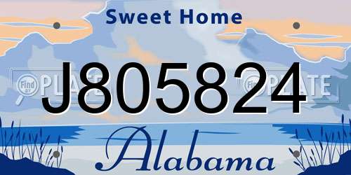 J805824 Alabama License Plate
