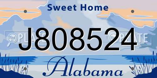 J808524 Alabama License Plate