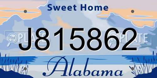 J815862 Alabama License Plate
